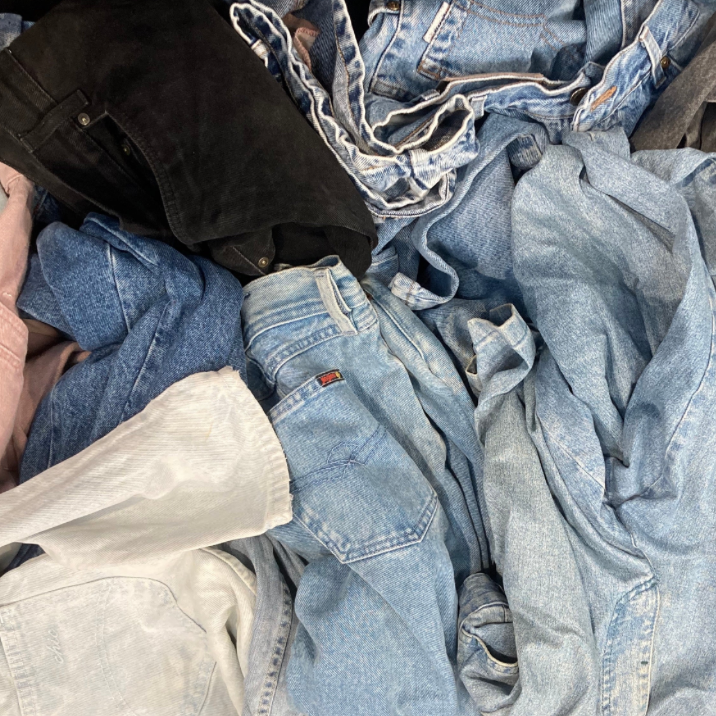Vintage denim jeans, branded rework grade